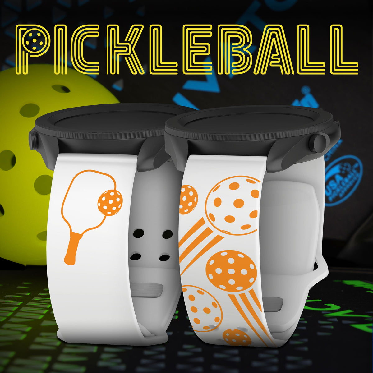 Pickleball Brights HD  Watchband for Samsung, Garmin, Fossil, and More