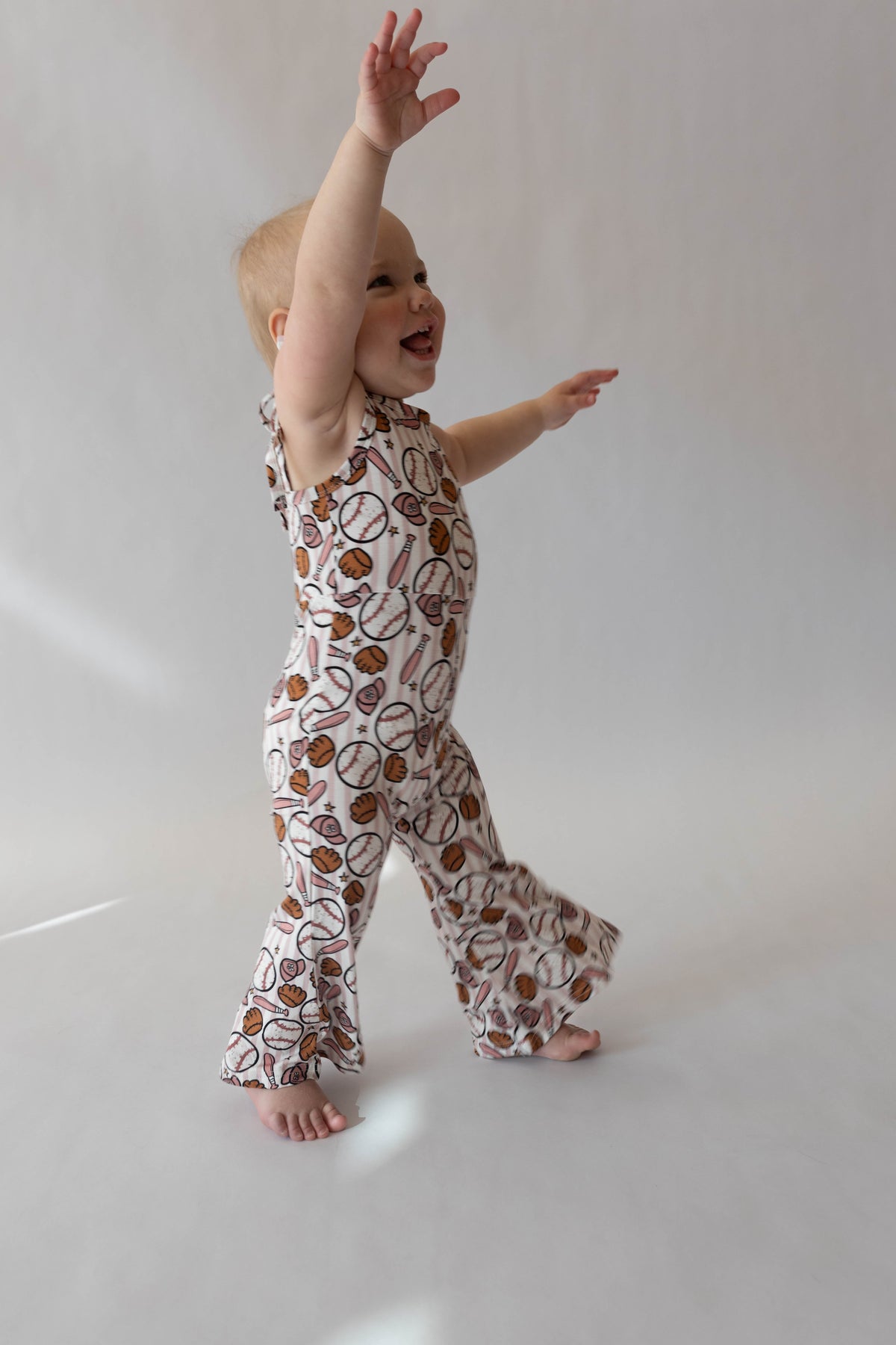 Pink Baseball Bell Romper