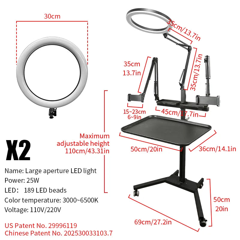TAIDU PROMOTION MULTI-FUNCTIONAL DOUBLE HOLDER TATTOO BENCH WITH LIGHT
