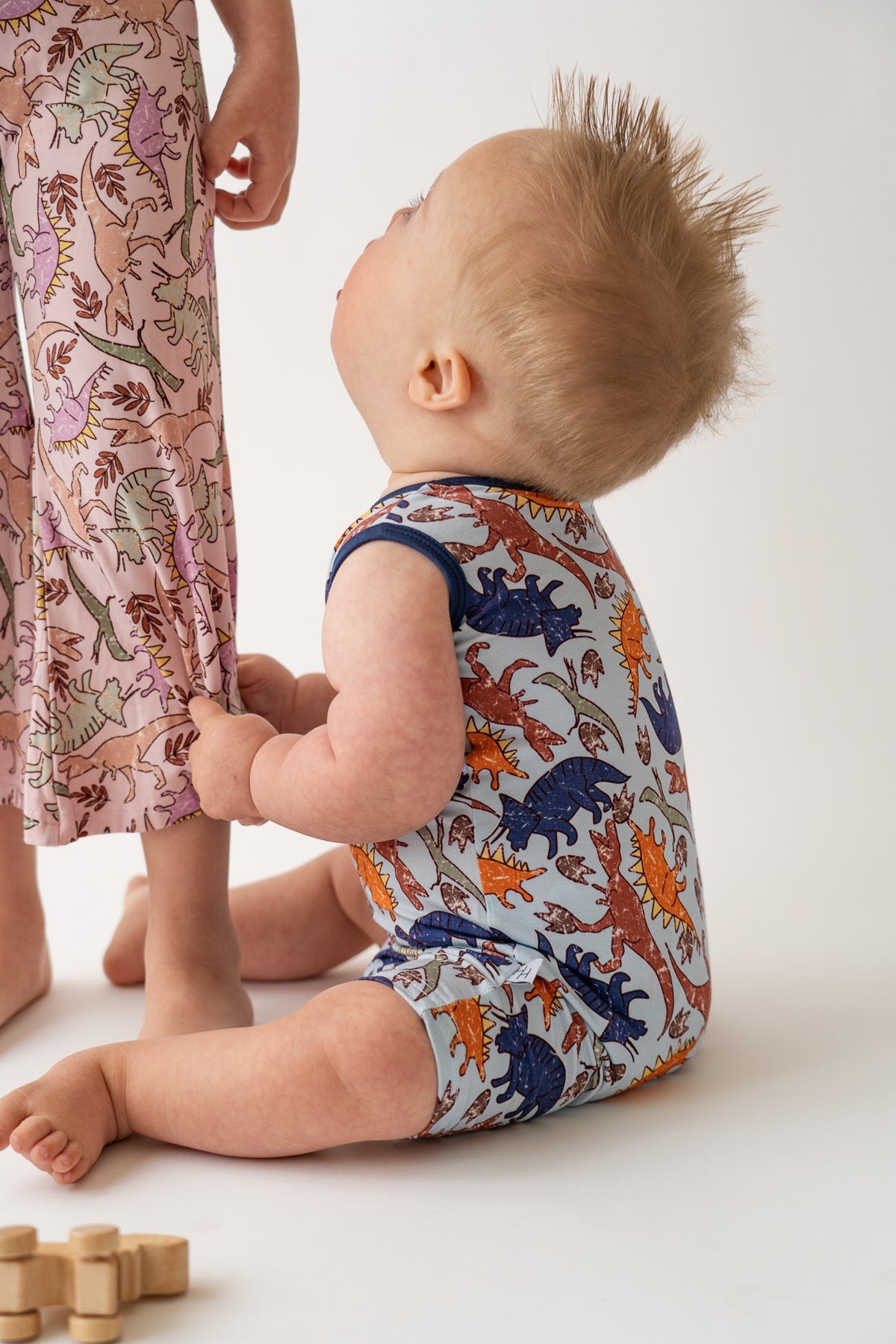 Blue Dino Shorty Tank Romper