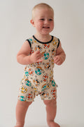 Smiley Check Shorty Tank Romper