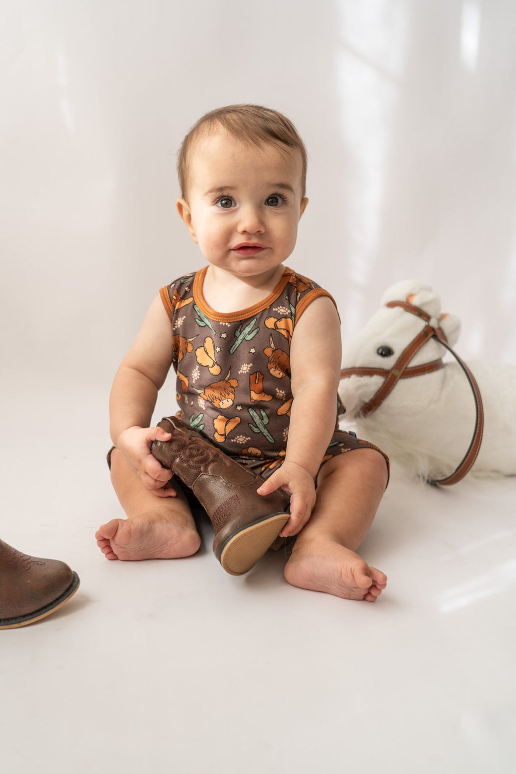 Highland Cow Shorty Tank Romper
