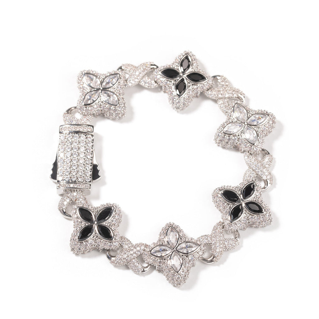 Hip-hop zircon colored infinite four-leaf clover bracelet
