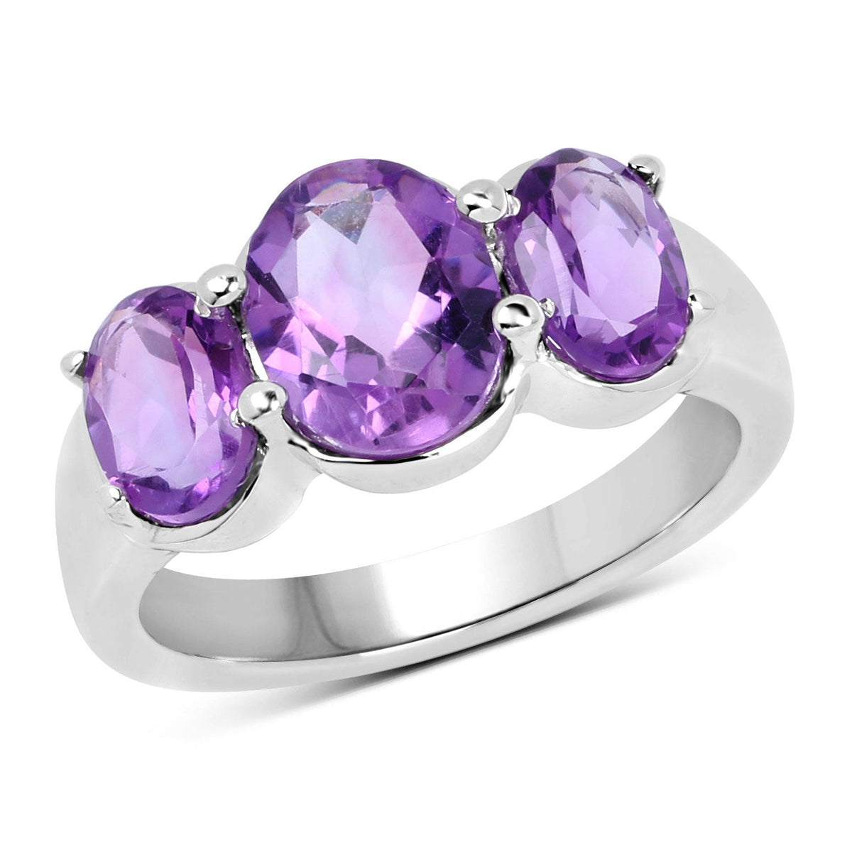 3.20 ct. Genuine Amethyst .925 Sterling Silver Ring for women
